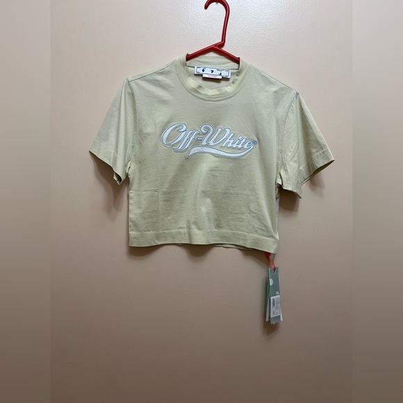 Off-White Tops - Off-White Embroidered Baseball Logo Beige Crop Top | XXS | 100% Cotton | AUTHEN
